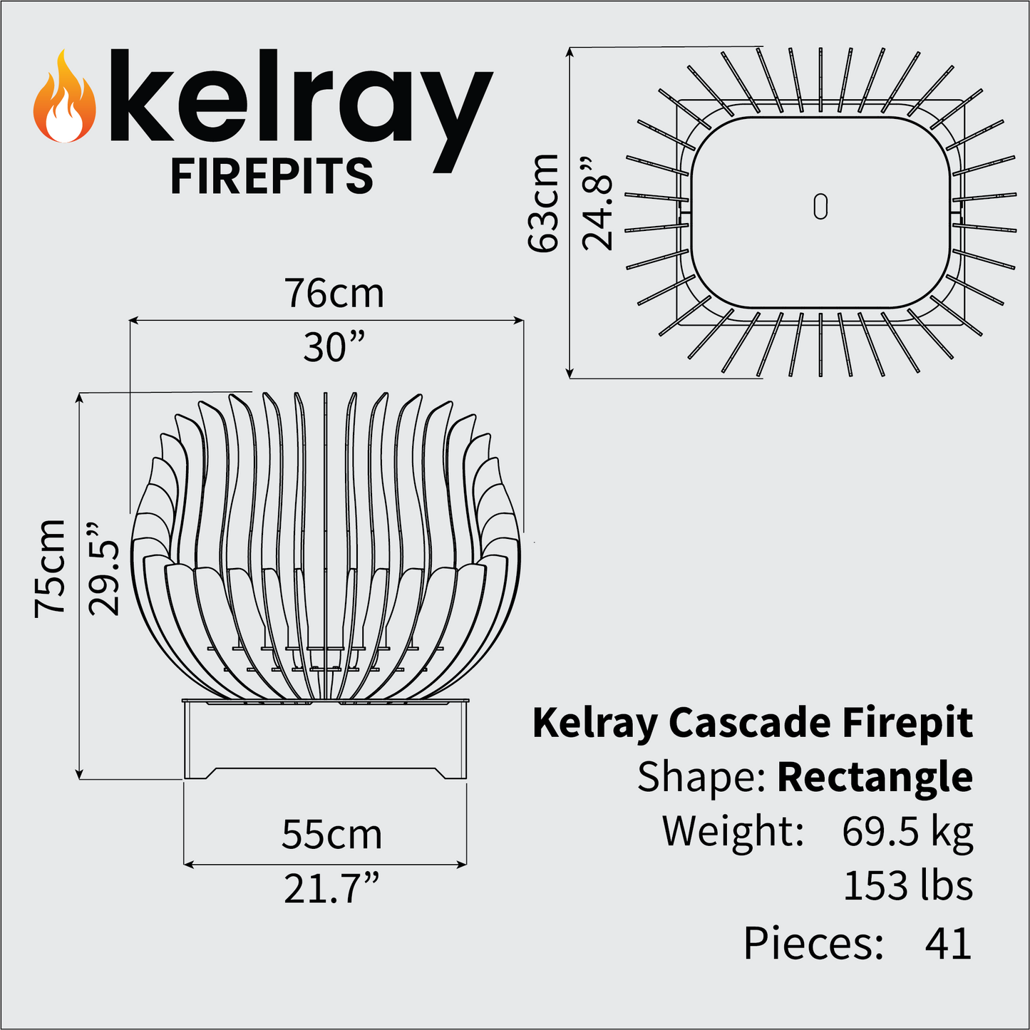 Cascade Firepit - Rectangle